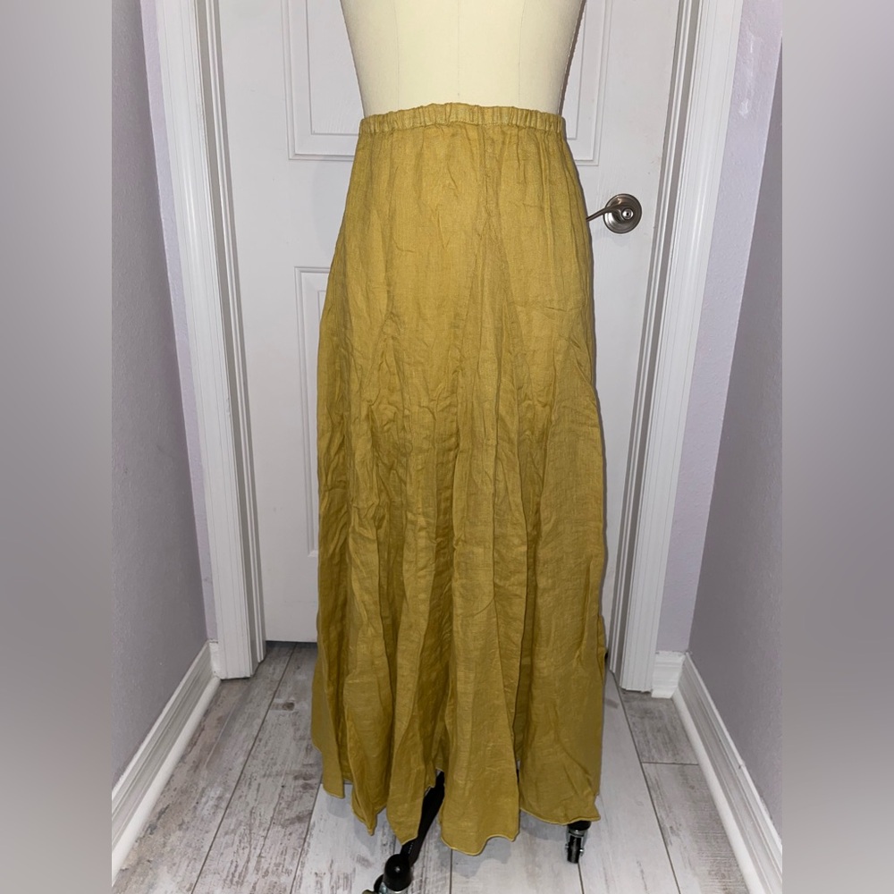 CP Shades Lily Mustard Linen Maxi Skirt - Picture 2 of 3